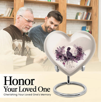 10-inch heart-shaped mother urn, large aluminium cremation urn for men, customizable with engraving