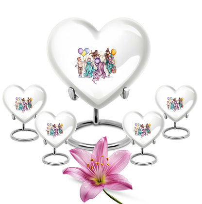 10-inch aluminium heart-shaped mother urn for adult human ashes, customizable with engraved names