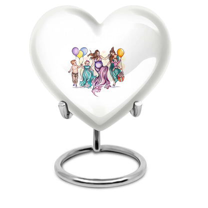 10-inch aluminium heart-shaped mother urn for adult human ashes, customizable with engraved names