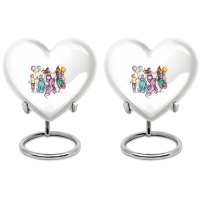 10-inch aluminium heart-shaped mother urn for adult human ashes, customizable with engraved names