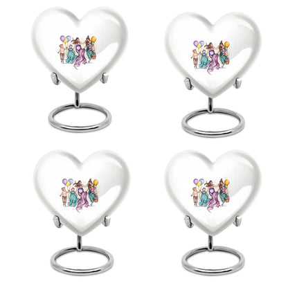 10-inch aluminium heart-shaped mother urn for adult human ashes, customizable with engraved names