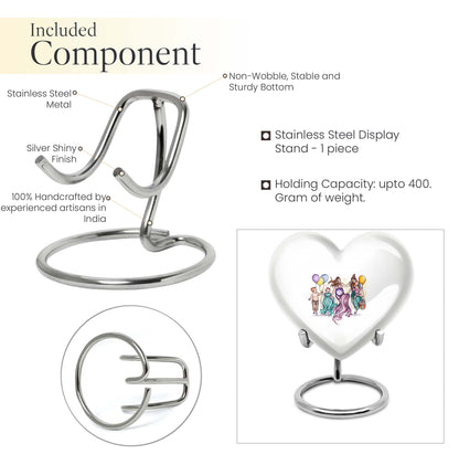 10-inch aluminium heart-shaped mother urn for adult human ashes, customizable with engraved names