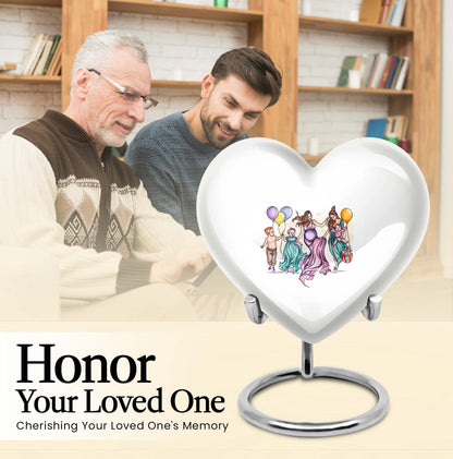 10-inch aluminium heart-shaped mother urn for adult human ashes, customizable with engraved names