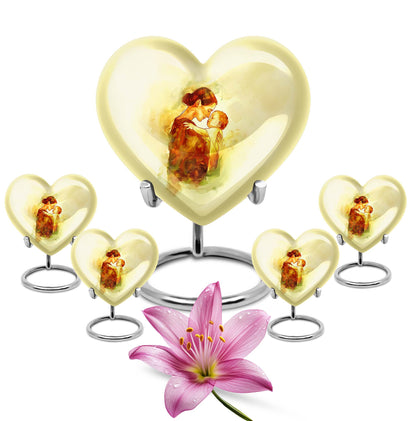 10-inch heart-shaped, aluminum mother urn for human ashes, 