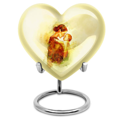 10-inch heart-shaped, aluminum mother urn for human ashes, 