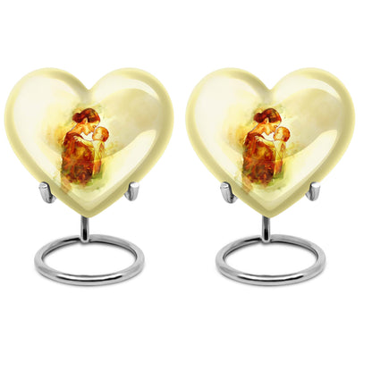 10-inch heart-shaped, aluminum mother urn for human ashes, 