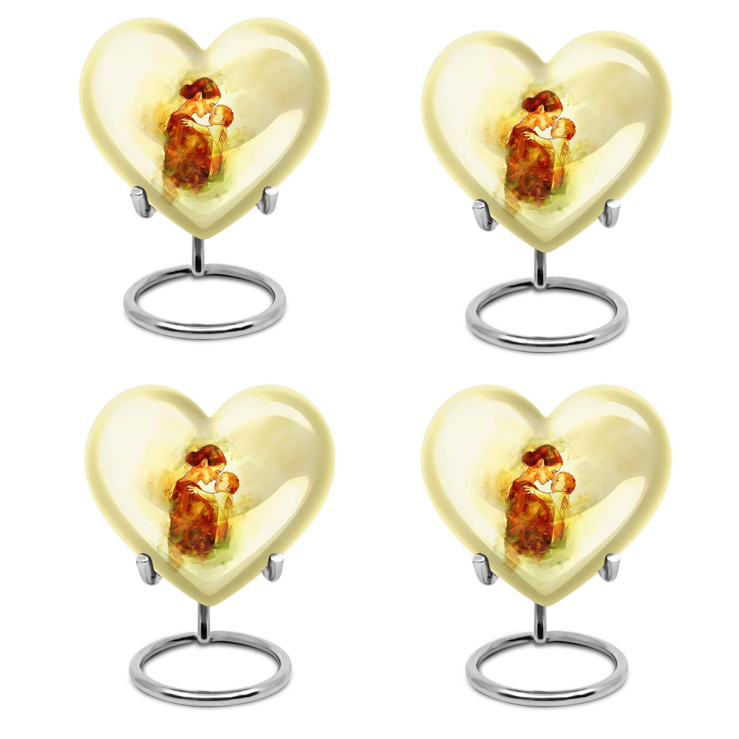 10-inch heart-shaped, aluminum mother urn for human ashes, 