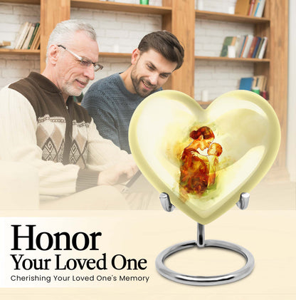 10-inch heart-shaped, aluminum mother urn for human ashes, 