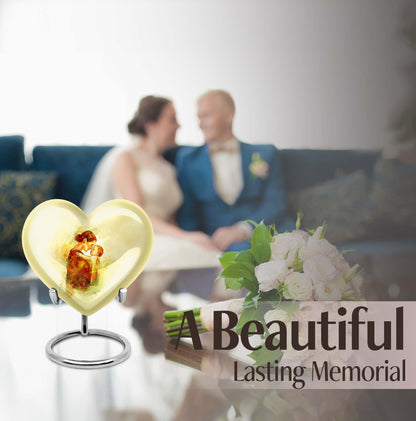 10-inch heart-shaped, aluminum mother urn for human ashes, 