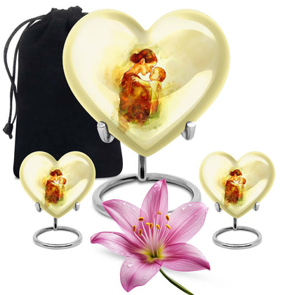 10-inch heart-shaped, aluminum mother urn for human ashes, 