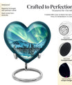 Heart-shaped Northern lights urn