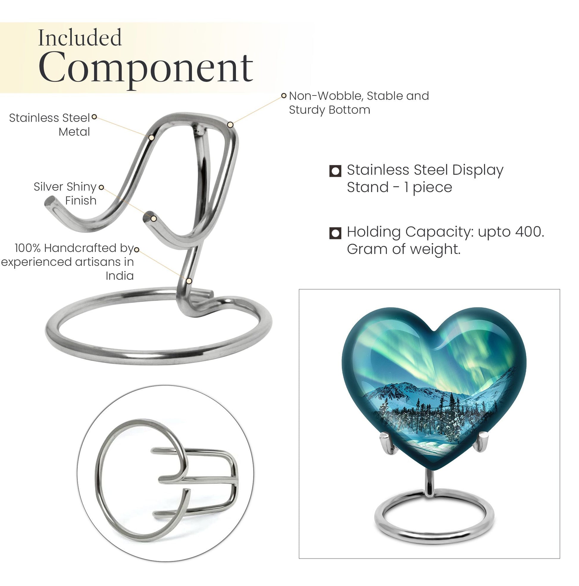 Heart-shaped Northern lights urn