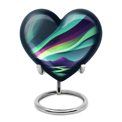 Northern Lights Heart Urn for Women's Ashes