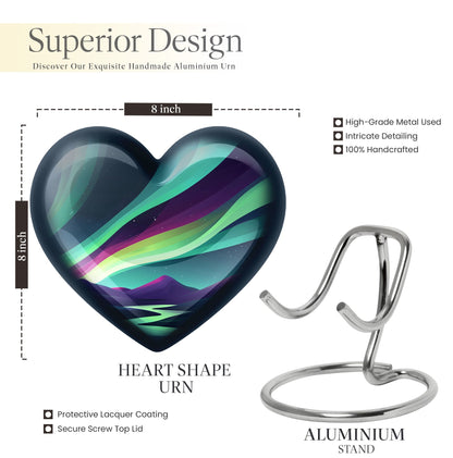 Northern Lights Heart Urn for Women's Ashes