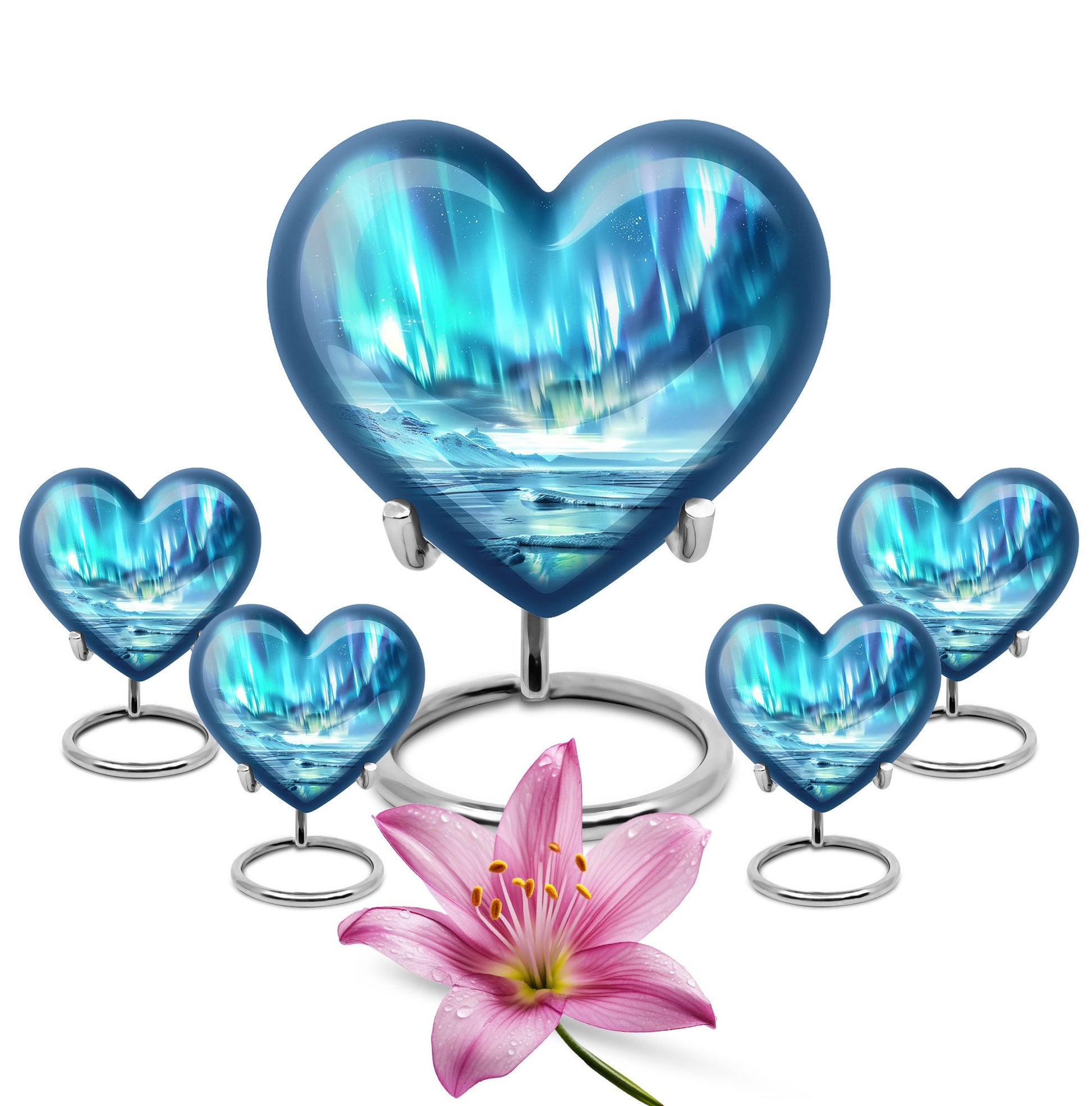 heart-shaped northern lights Urn