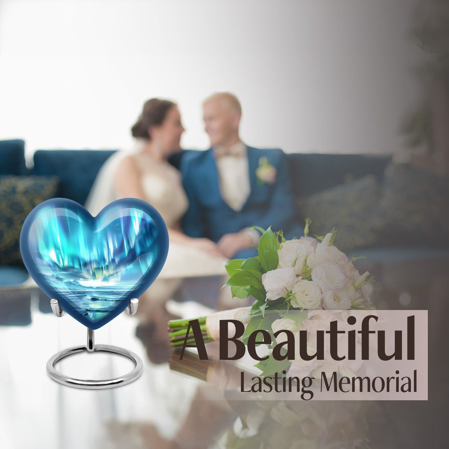 heart-shaped northern lights Urn