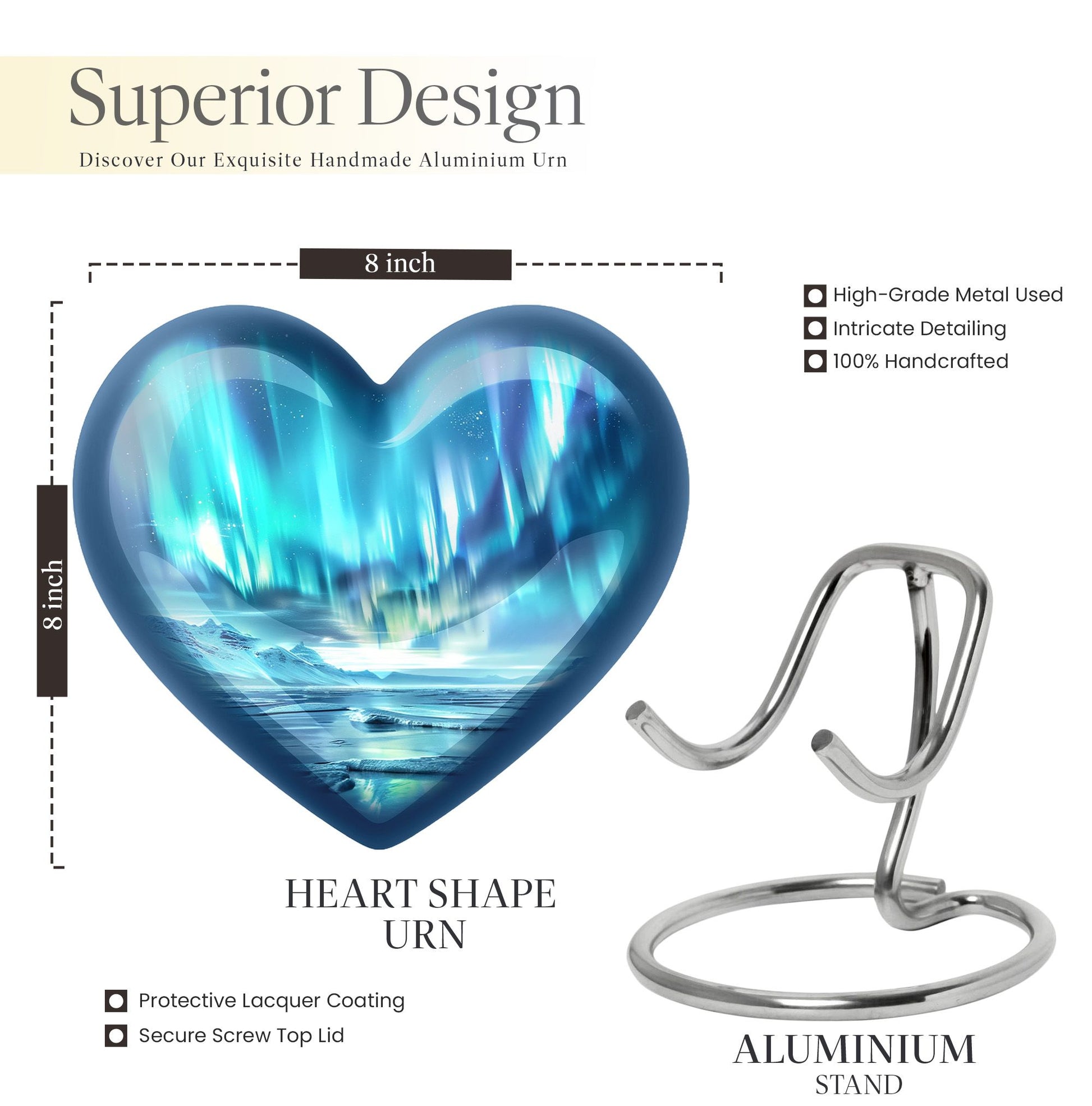 heart-shaped northern lights Urn