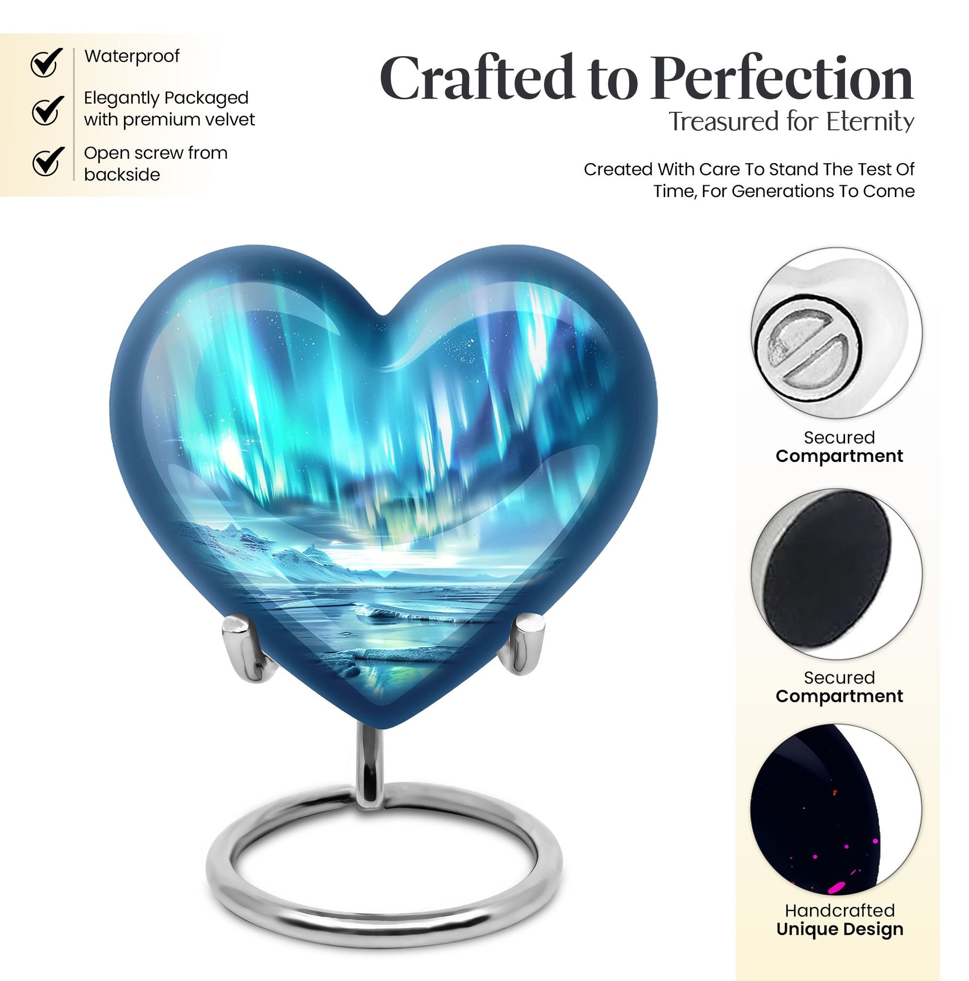 heart-shaped northern lights Urn