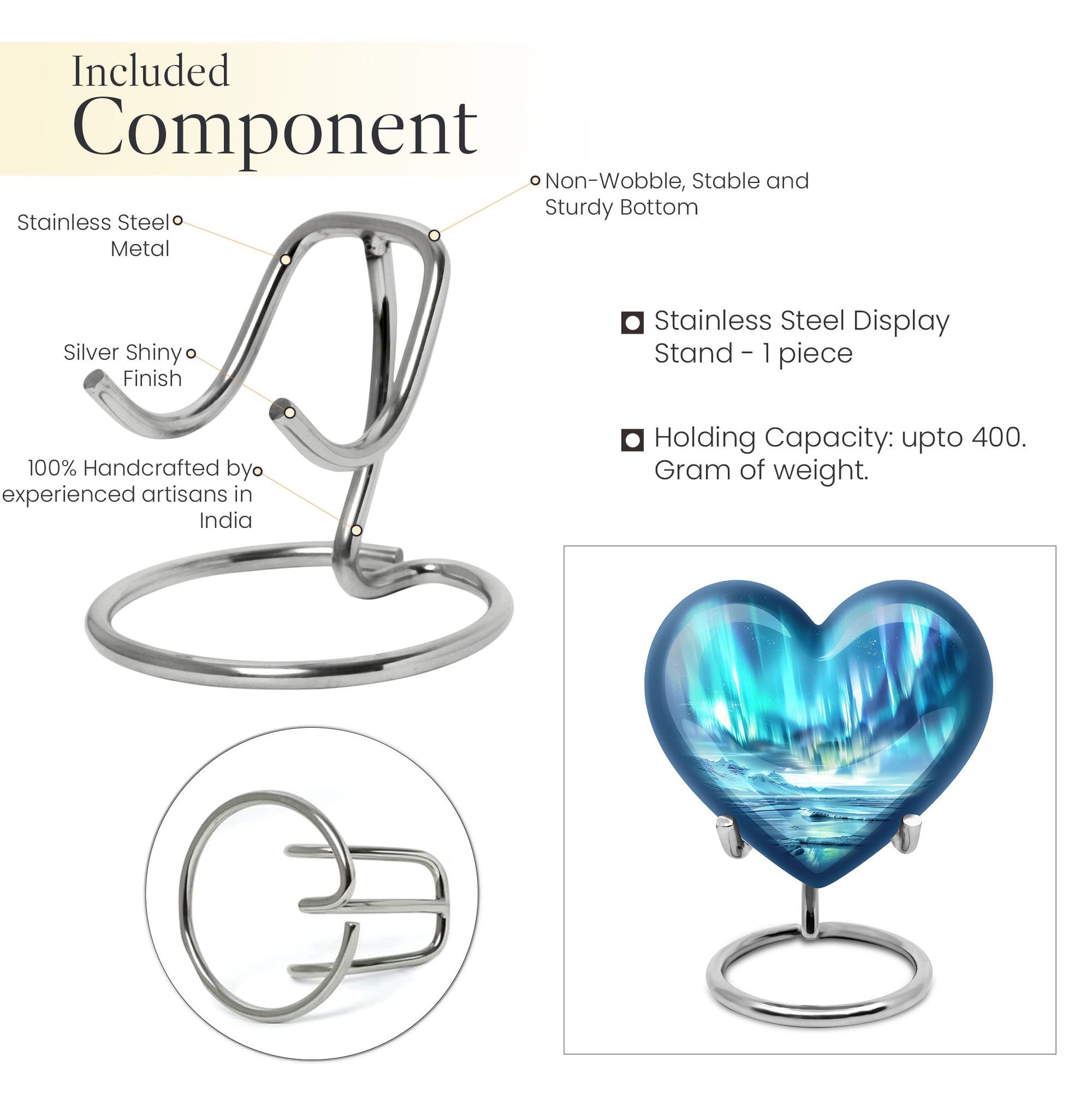 heart-shaped northern lights Urn