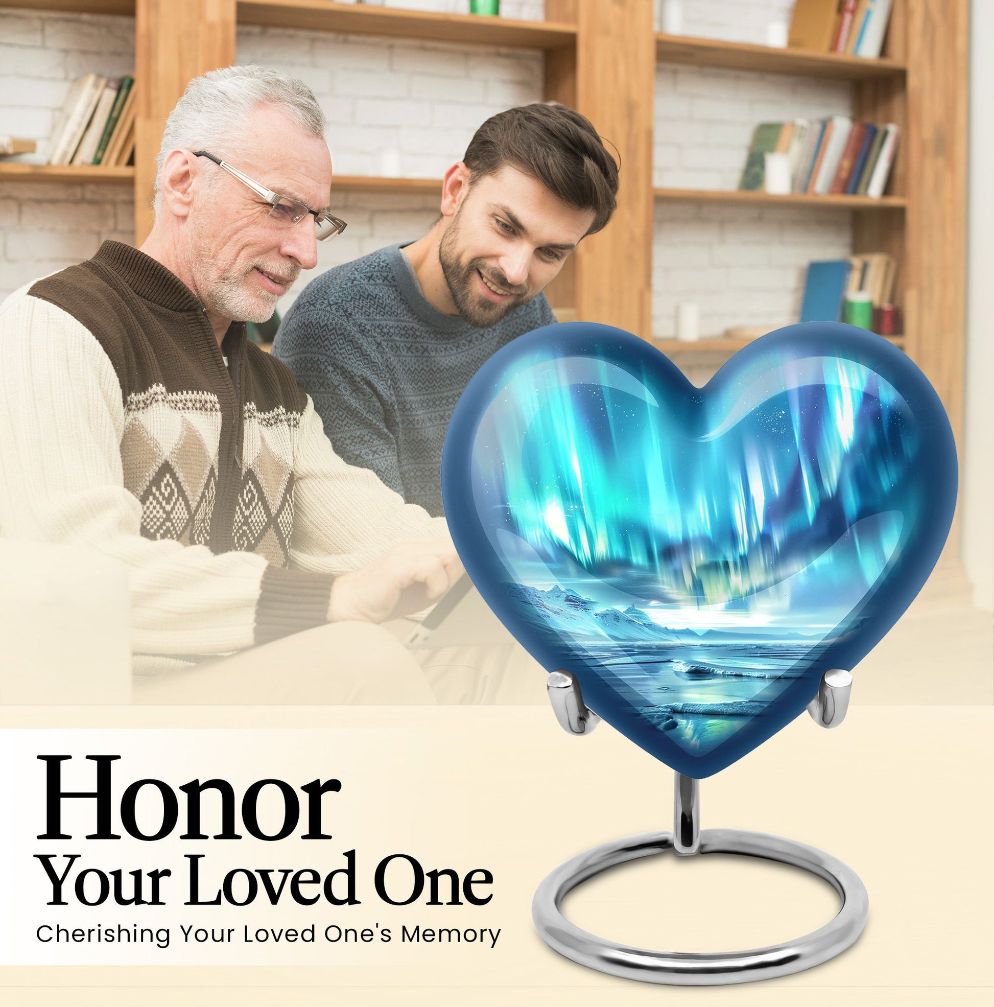 heart-shaped northern lights Urn