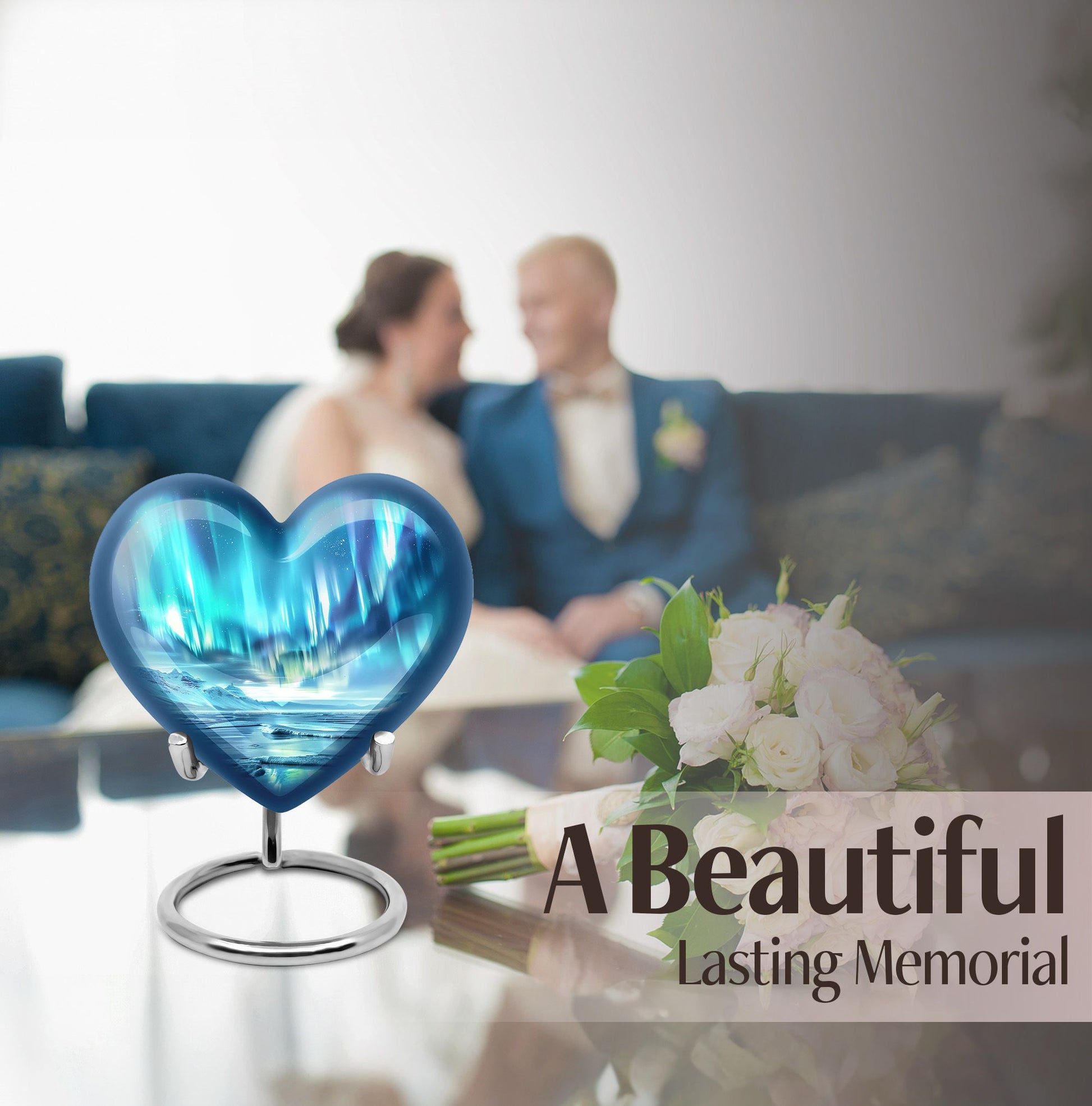 heart-shaped northern lights Urn