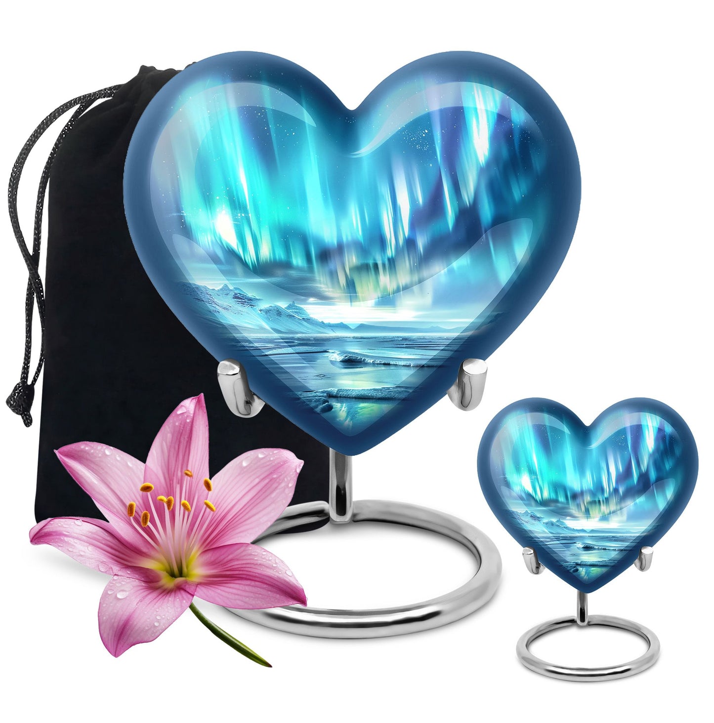 heart-shaped northern lights Urn