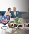 10-inch northern lights urn, heart-shaped, for cremation, includes velvet pouch