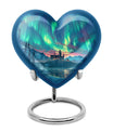 northern lights heart-shaped urn.