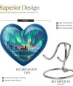 northern lights heart-shaped urn.