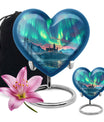 northern lights heart-shaped urn.