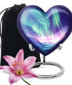 10-inch northern lights heart urn 