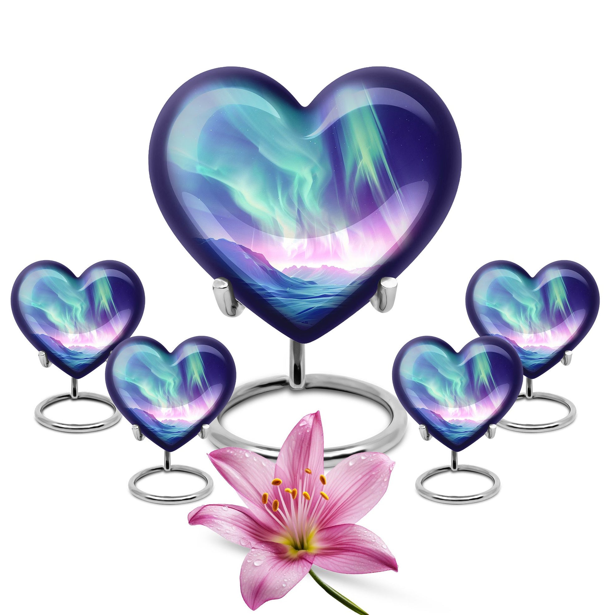 10-inch northern lights heart urn 
