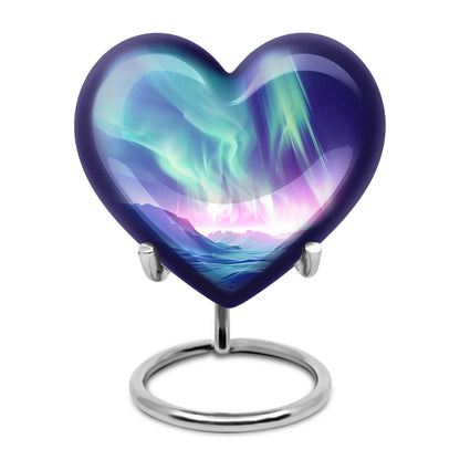 10-inch northern lights heart urn 