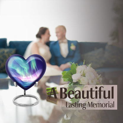 10-inch northern lights heart urn 