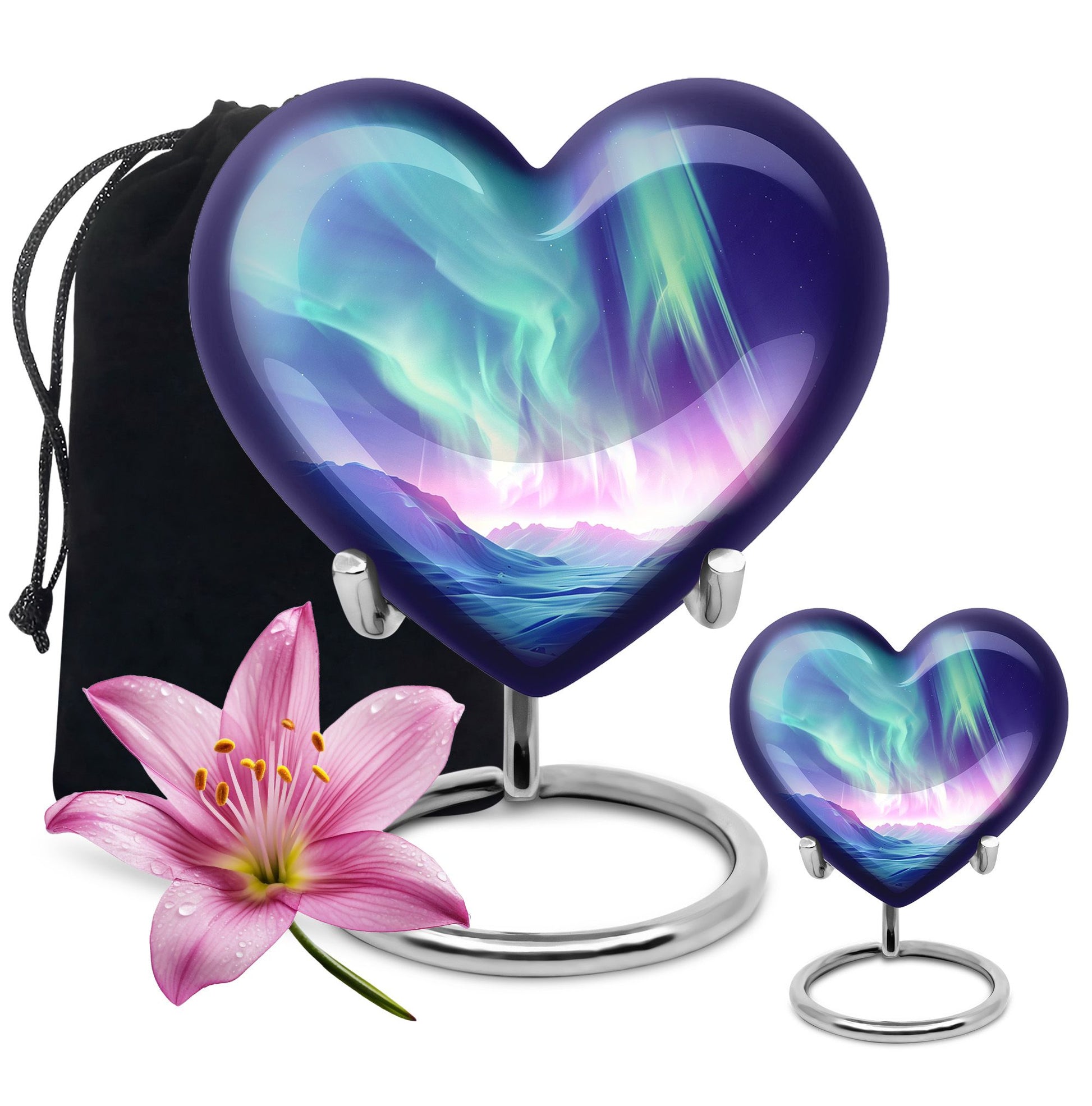 10-inch northern lights heart urn 