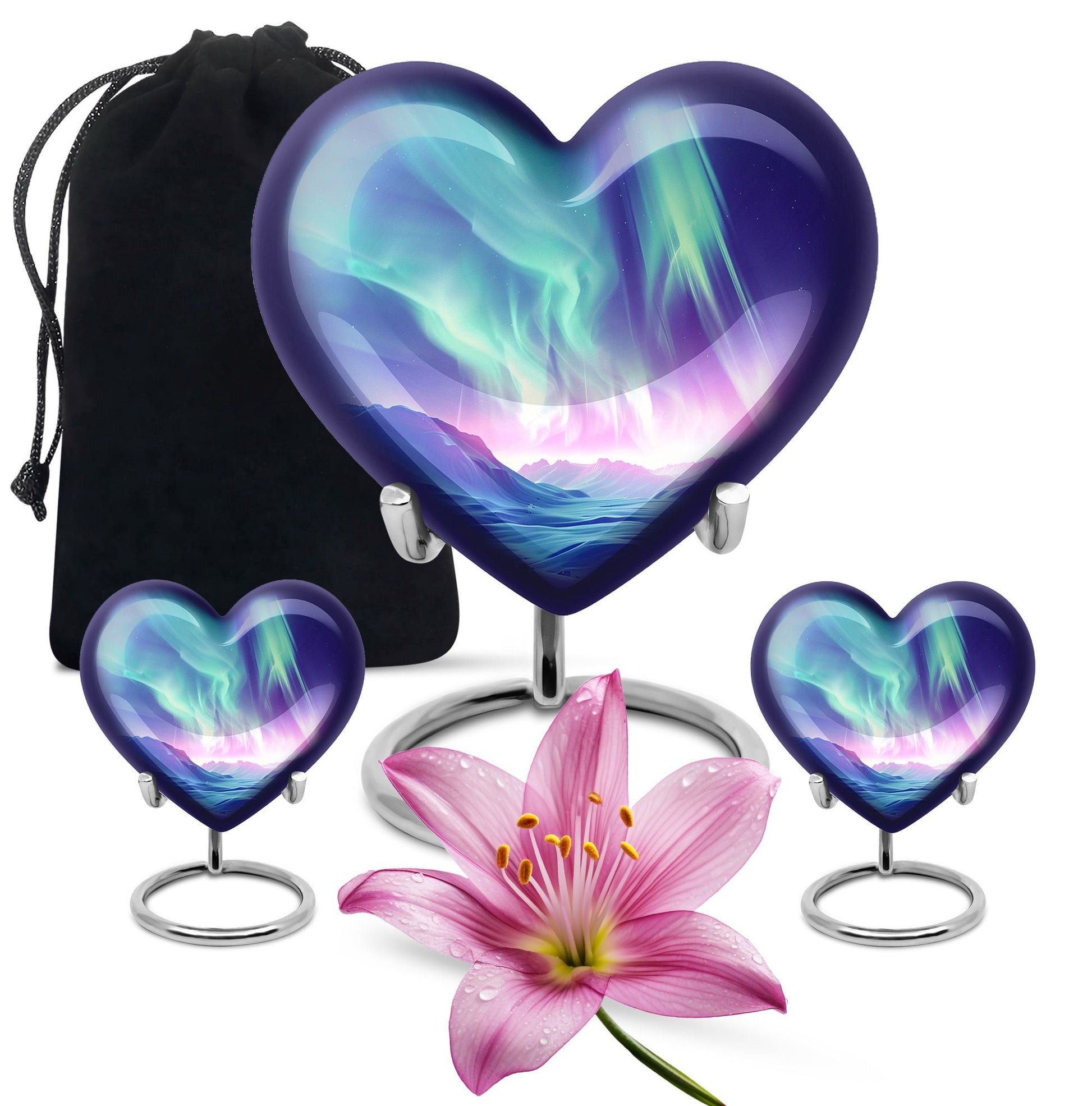 10-inch northern lights heart urn 