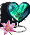 Northern lights heart urn