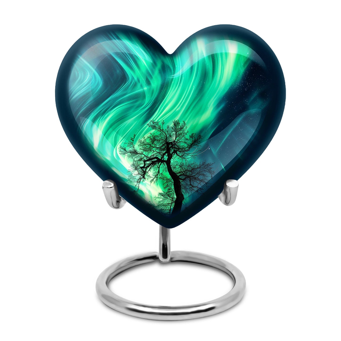 Northern lights heart urn