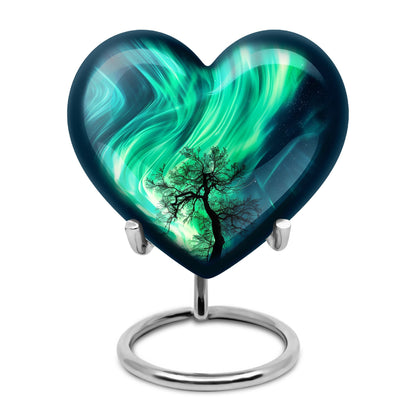 Northern lights heart urn