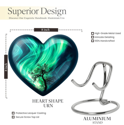 Northern lights heart urn