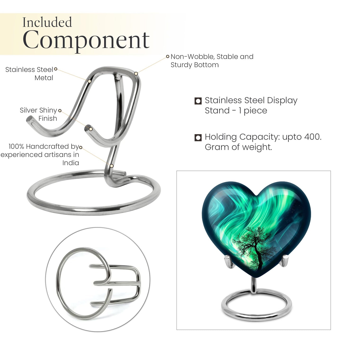 Northern lights heart urn