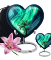 Northern lights heart urn