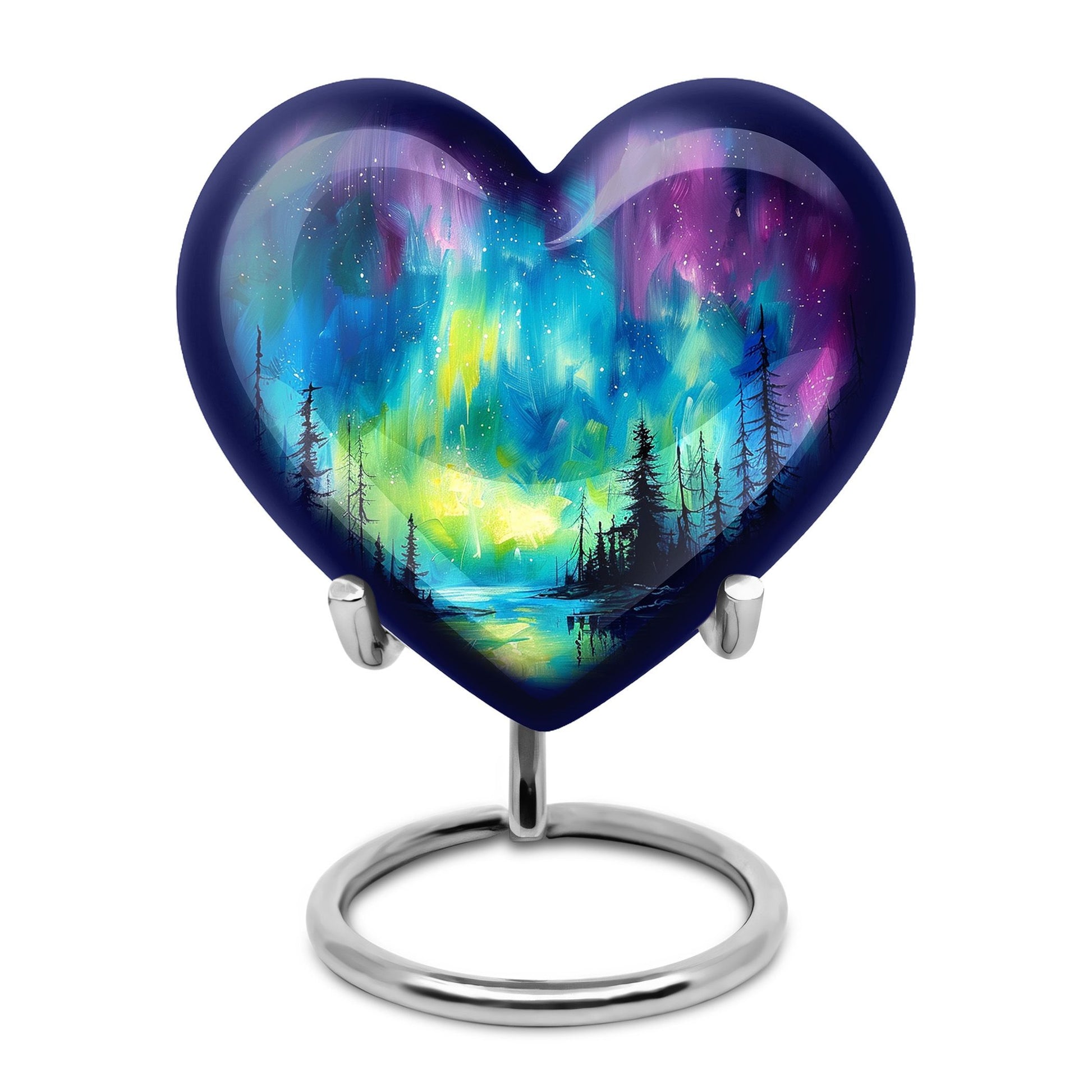 heart shaped northern lights urn for ashes