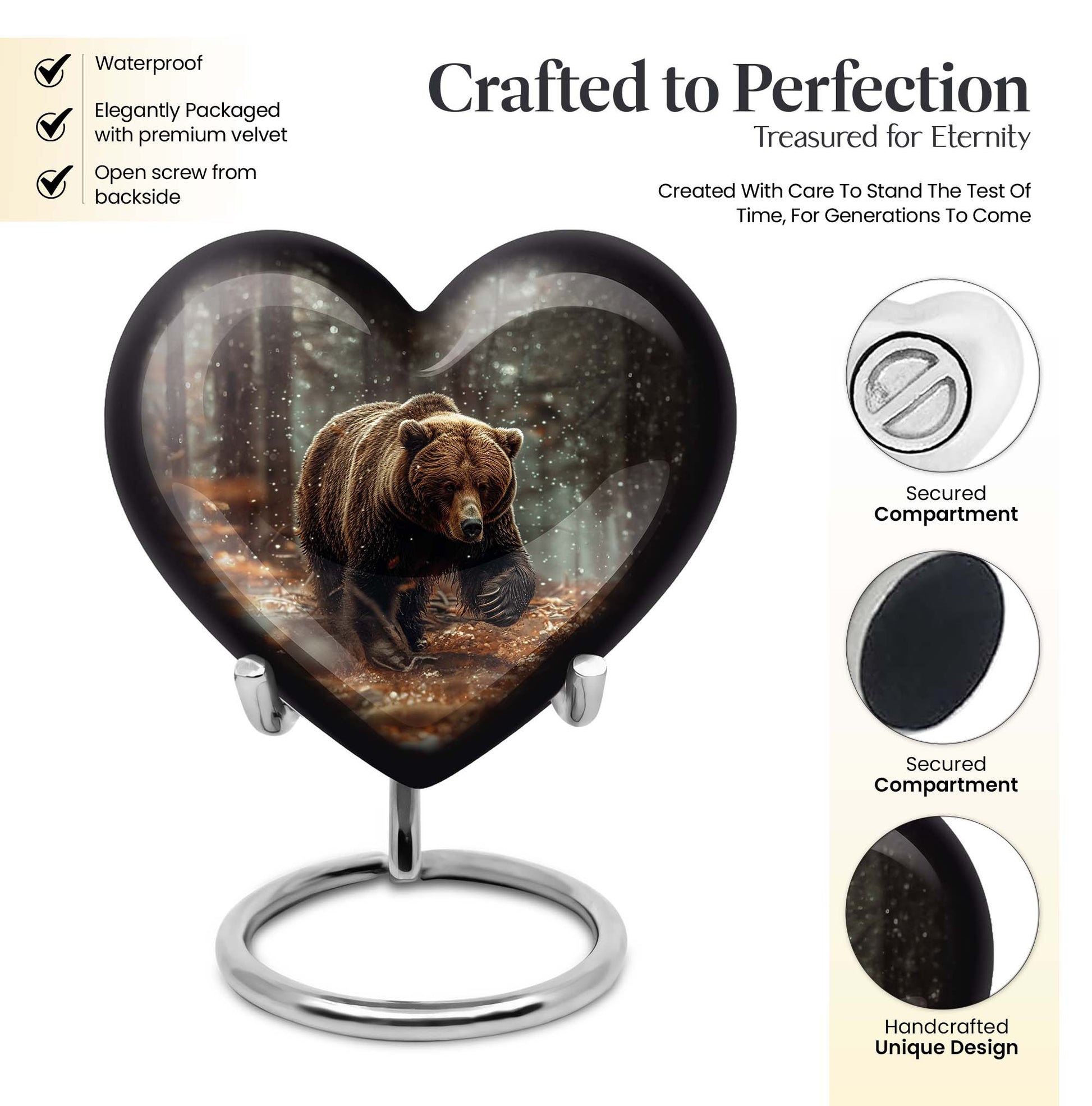 Large heart-shaped Bear Urn