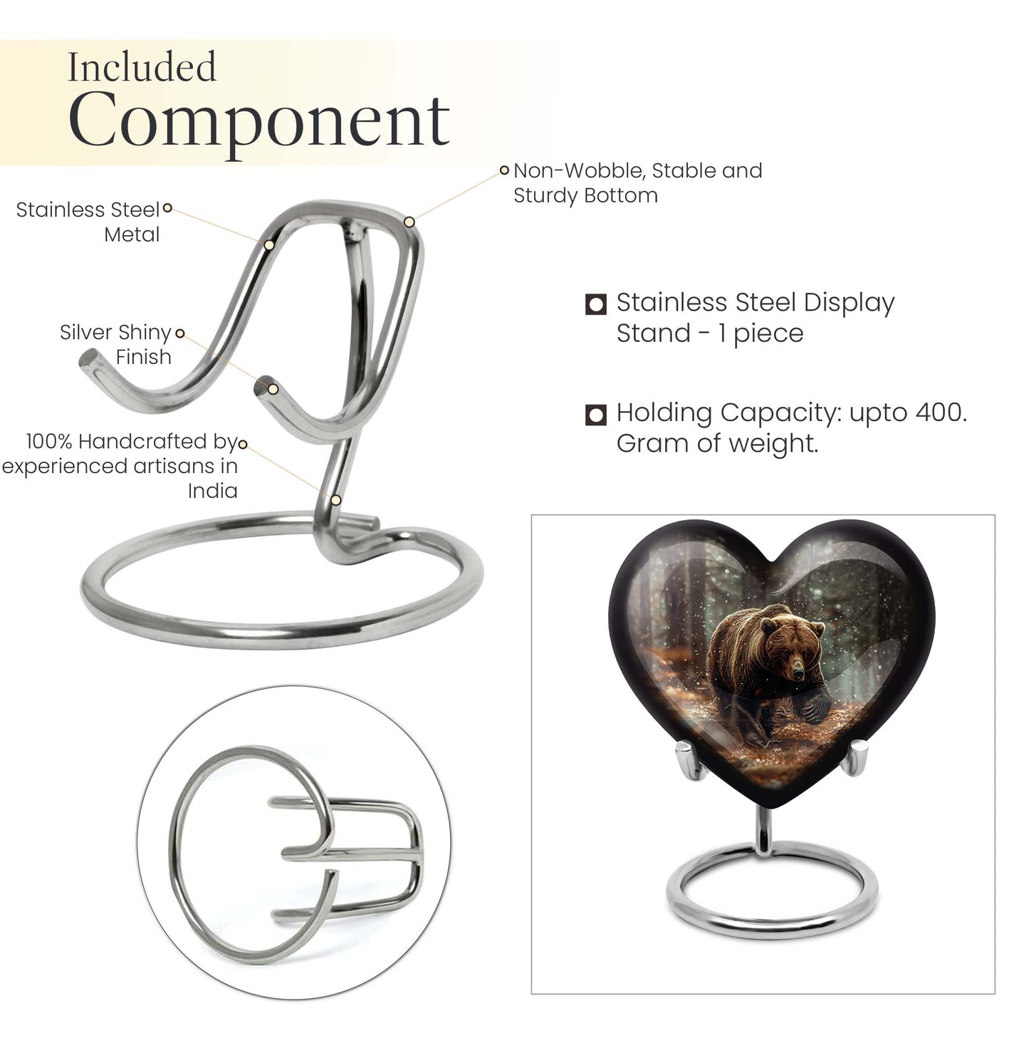 Large heart-shaped Bear Urn