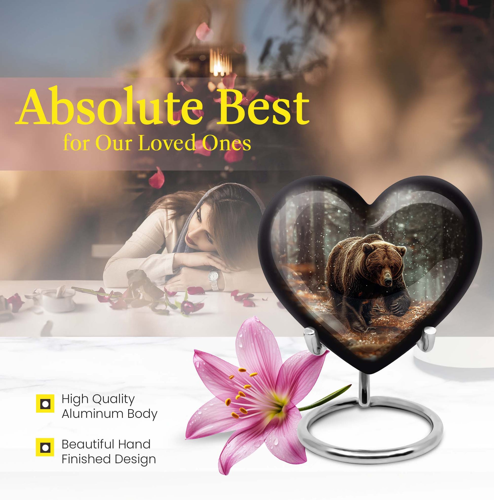 Large heart-shaped Bear Urn