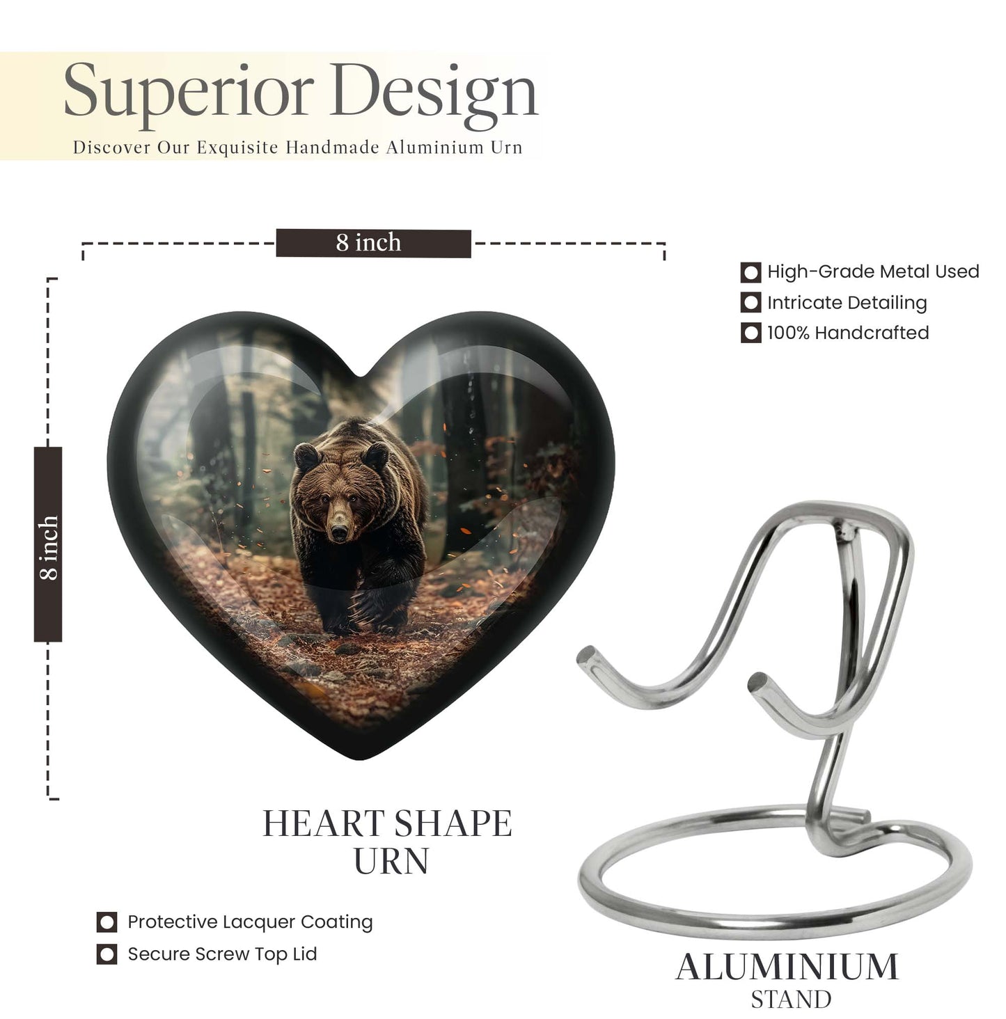 10-inch Heart Urn cremation large urn for ashes