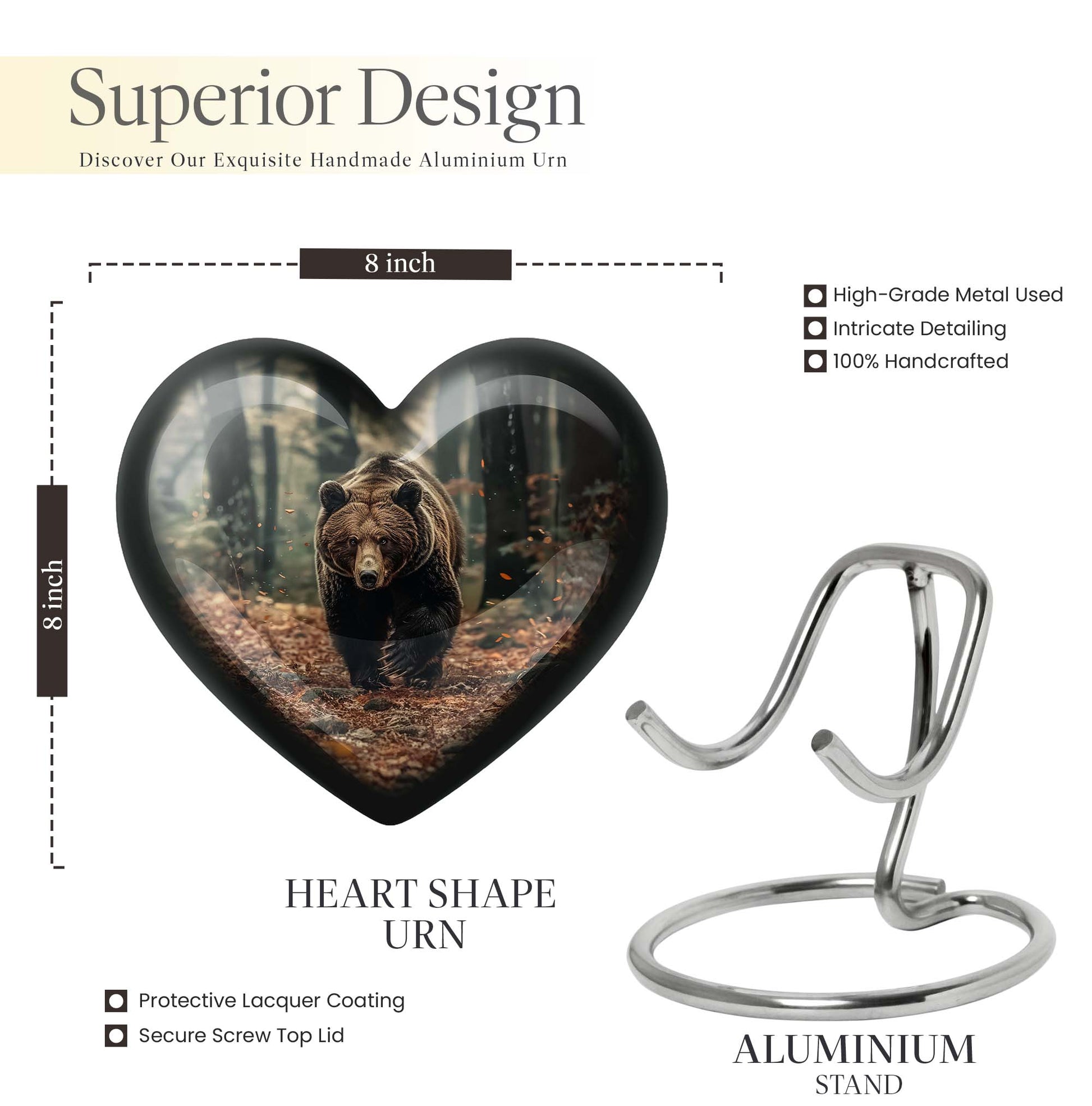 10-inch Heart Urn cremation large urn for ashes