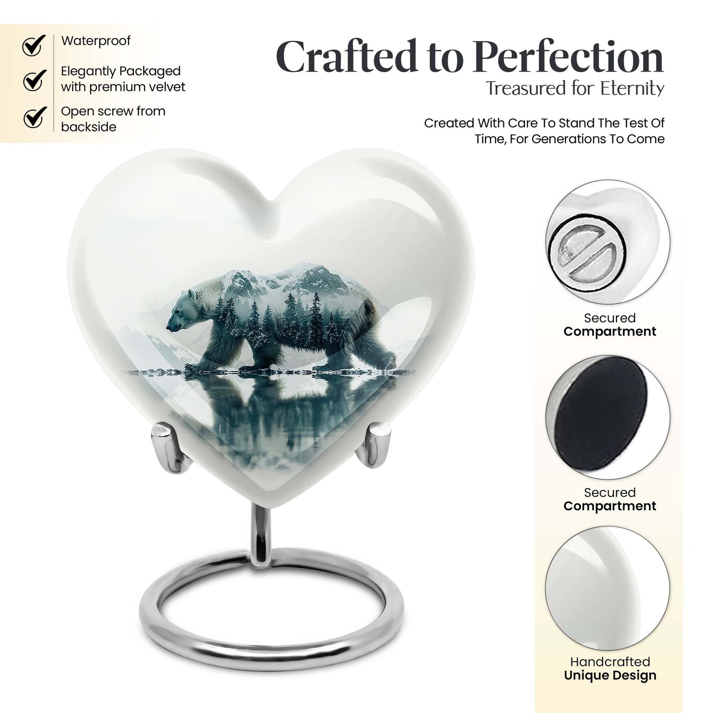 Heart Bear Urn