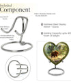 Heart-shaped Bear Urn in Purple Meadow theme, aluminium memorial urn for burial
